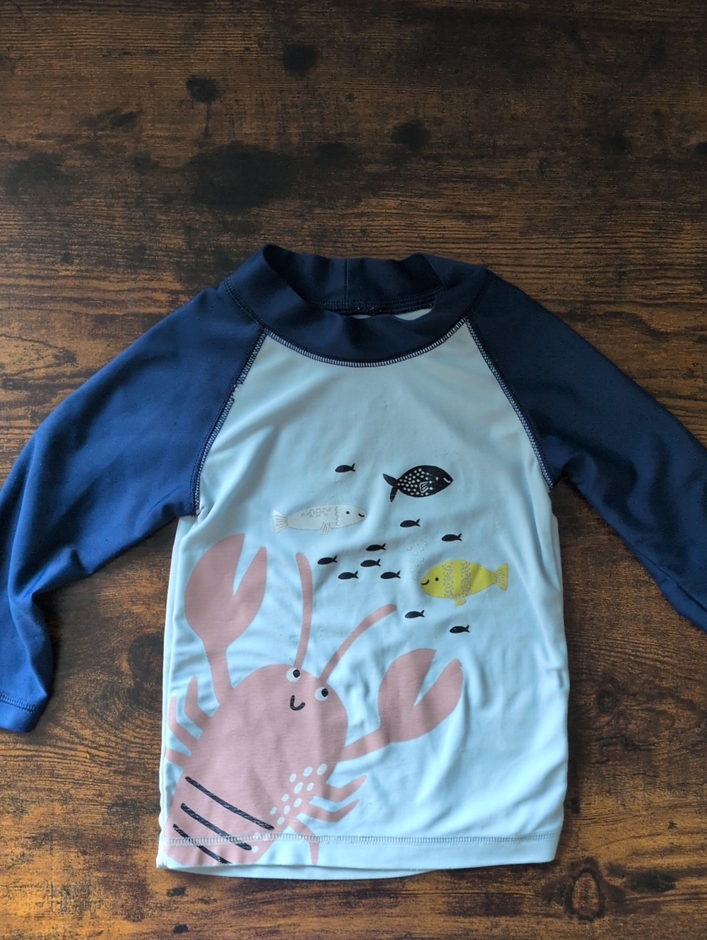 5/$25  Carter's  Baby Long-Sleeve Swim Shirt - Navy & Light Blue 12M
